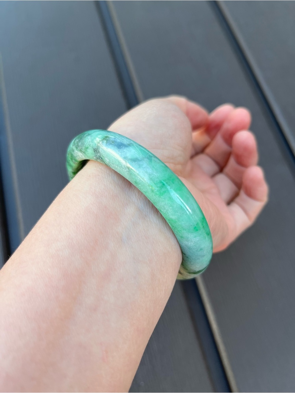 BW072-L 57.6mm Certified Untreated Grade A Burmese Jadeite Bangle Jade Bracelet - Picture 13 of 17